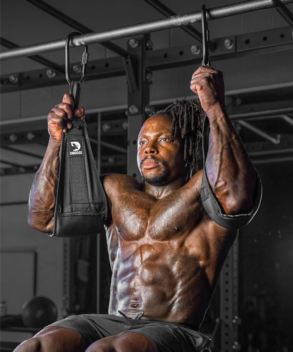 Hanging Ab Straps for Pull up Bar & Core Strength Training - Soft Padded Exercise Straps for Ab Swing & Leg Raises, Hang Bar Strap with 2 Steel Carabiners - Abs Equipment for Home & Gym